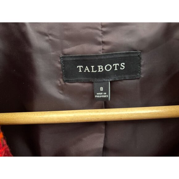 Talbots Women's Red Tweed Double-Breasted Jacket Size 8 Fallcore Academia Preppy - Picture 4 of 5